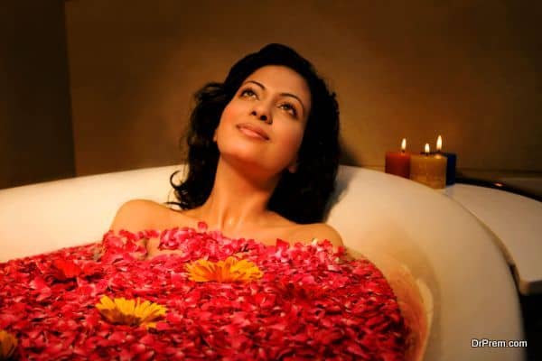 Woman relaxing at a spa