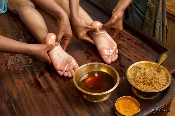 traditional indian ayurvedic oil foot massage