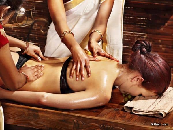 Woman having Ayurvedic spa treatment