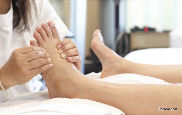 Woman receiving a foot massage