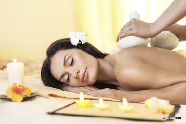 portrait of young beautiful woman in spa environment