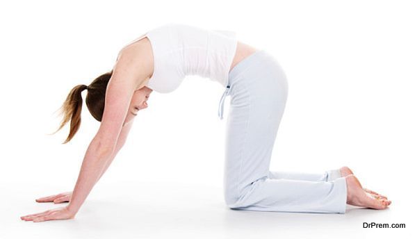 Beautiful woman doing yoga on isolated white background