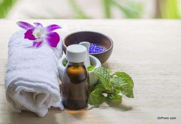 Spa and wellness and towels on wooden background. Relax and treatment therapy.