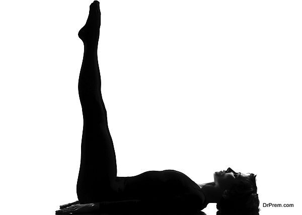 woman yoga Upward Extended Feet Pose - urdhva prasarita padasana