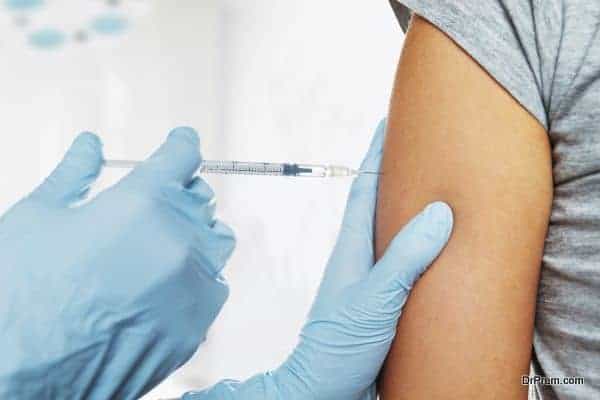 Medical vaccine in shoulder