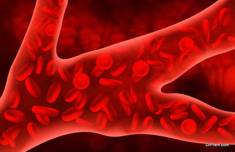 the flow of oxygenated blood