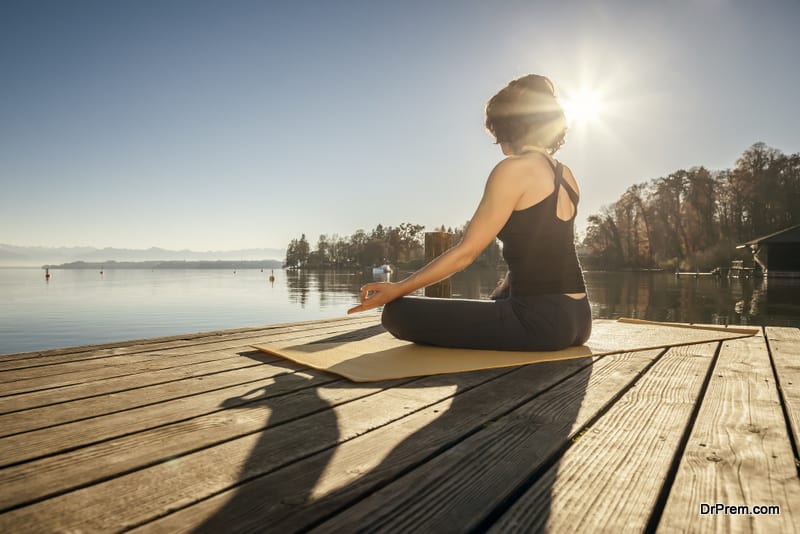 woman practicing outdoor meditation