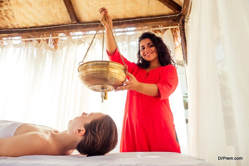young woman doing healthcare indian traditional treatment