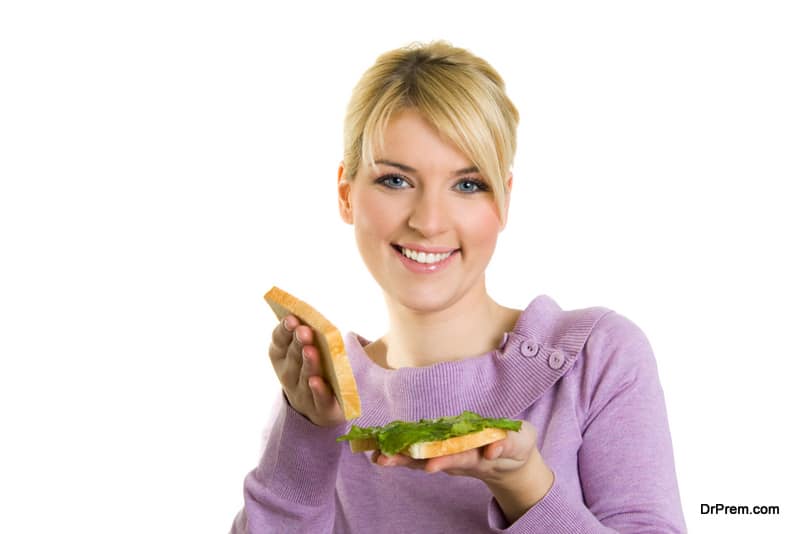 Woman with healthy sandwich
