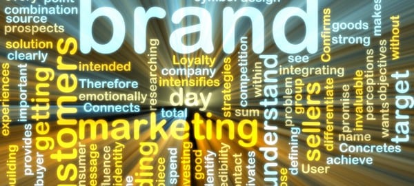 Brand marketing wordcloud glowing
