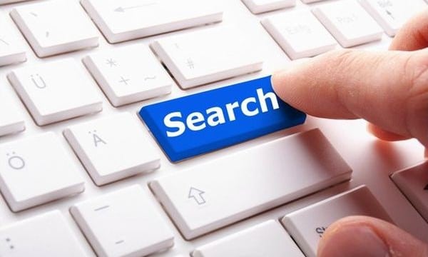 internet search concept with word and key on keyboard