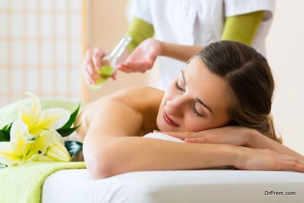 woman having a wellness back massage