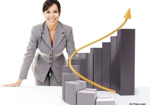 Businesswoman with  growth graph