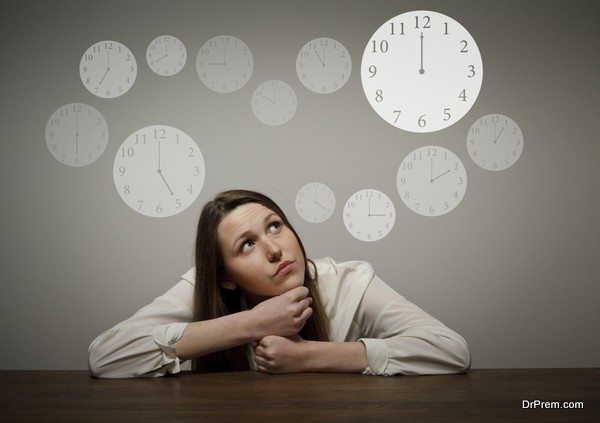 Girl in white and clock