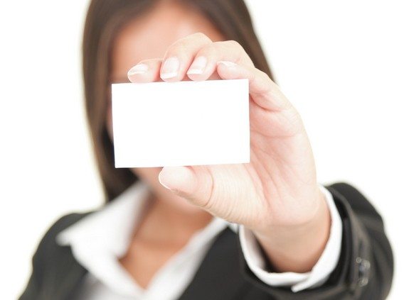 businessperson showing business card