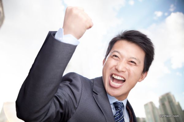 Portrait of Man Cheering