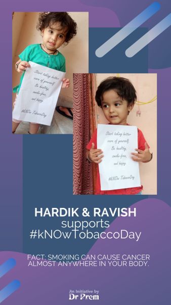 Hardik and Ravish supports No Tobacco Day