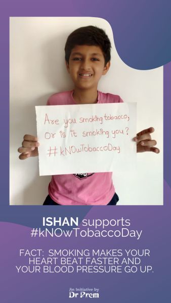 Ishan supports No Tobacco Day