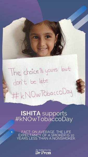 Ishita supports No Tobacco Day