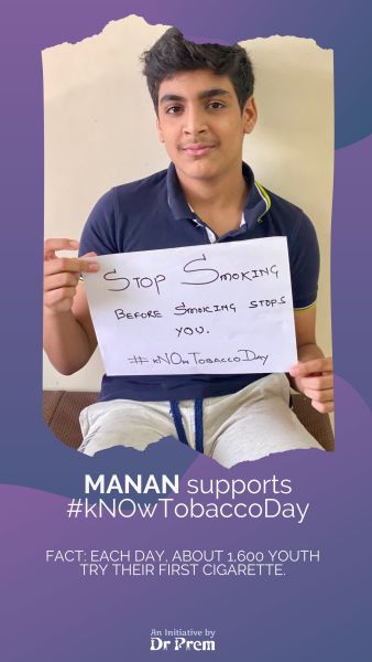 Manan supports No Tobacco Day